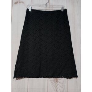 Banana Republic Skirt Ladies 4 Black Lace‎ Overlay Knee Length Side Zipper